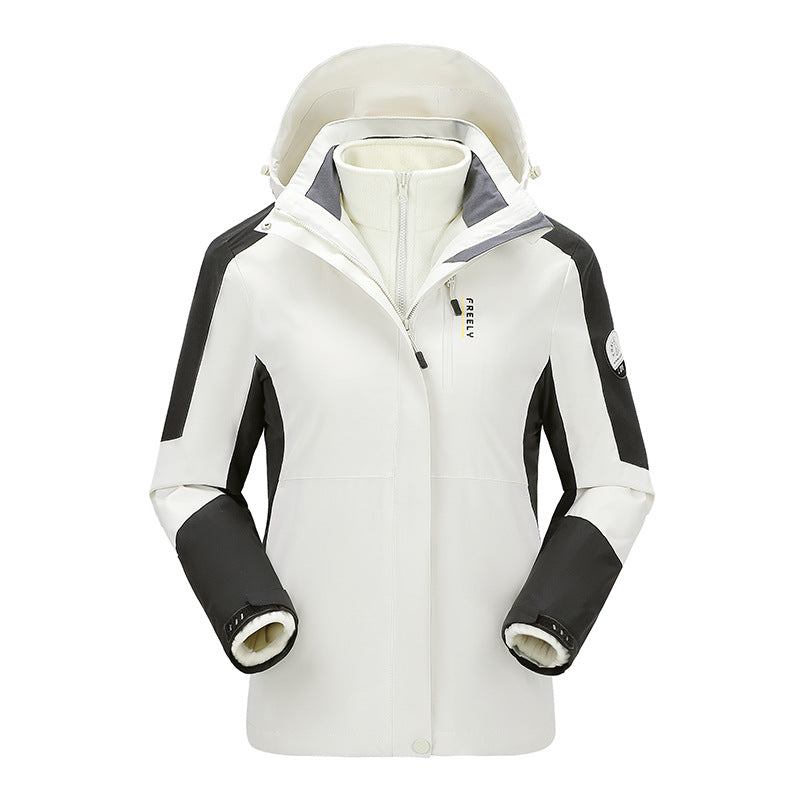 Men's non-waterproof three-piece winter jacket with removable hood and fleece inner jacket Mune Fashion