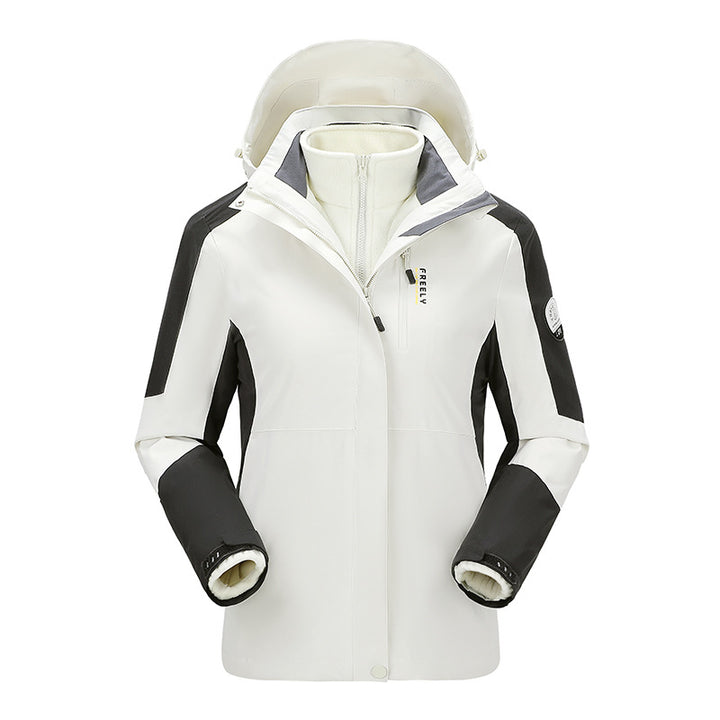 Men's non-waterproof three-piece winter jacket with removable hood and fleece inner jacket Mune Fashion