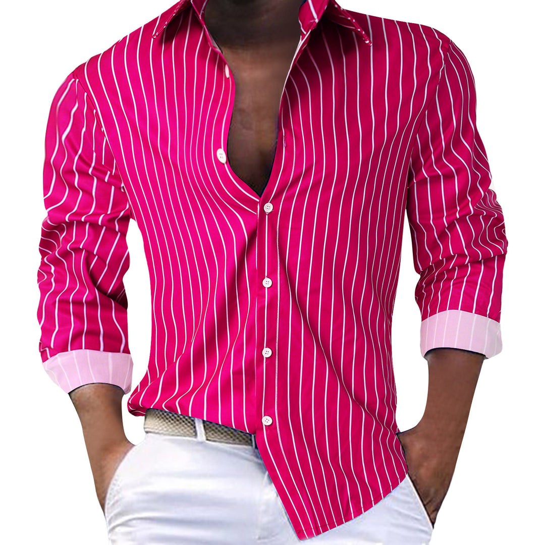 Men's Striped Business Shirt with Kent Collar, Contrast Cuffs and Tailored Fit Mune Fashion