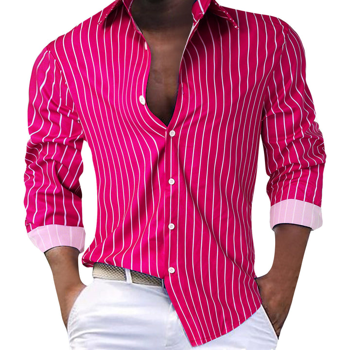 Men's Striped Business Shirt with Kent Collar, Contrast Cuffs and Tailored Fit Mune Fashion