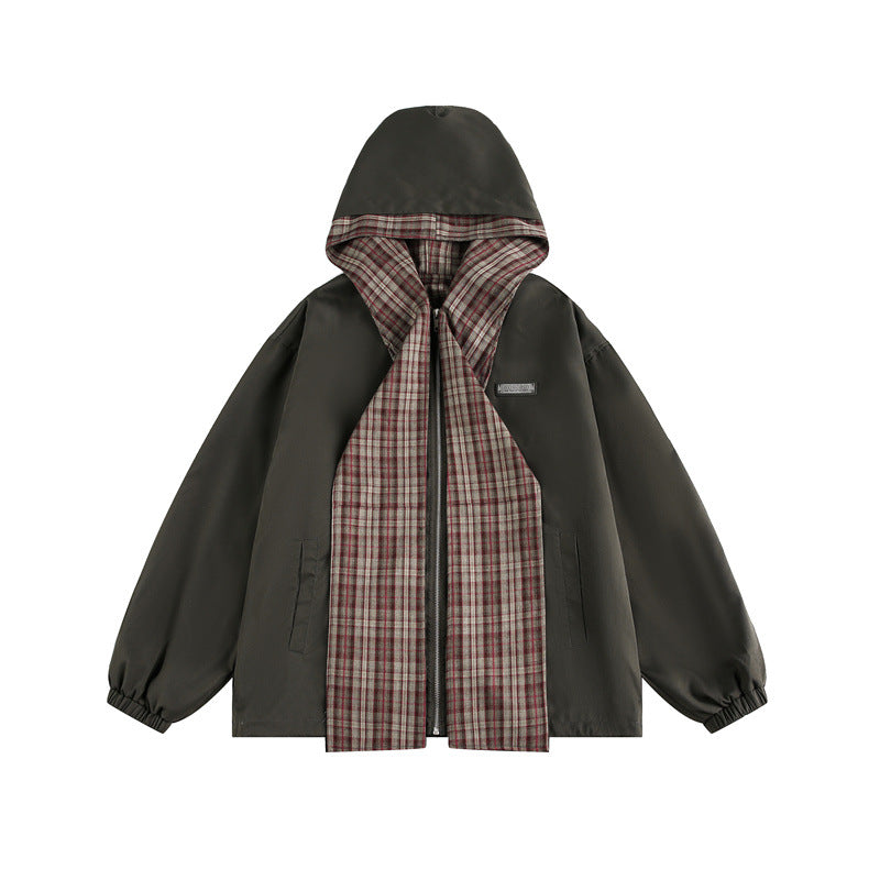 Unisex Two-Layer Hoodie with Checked Inner Placket and Elastic Cuffs Mune Fashion