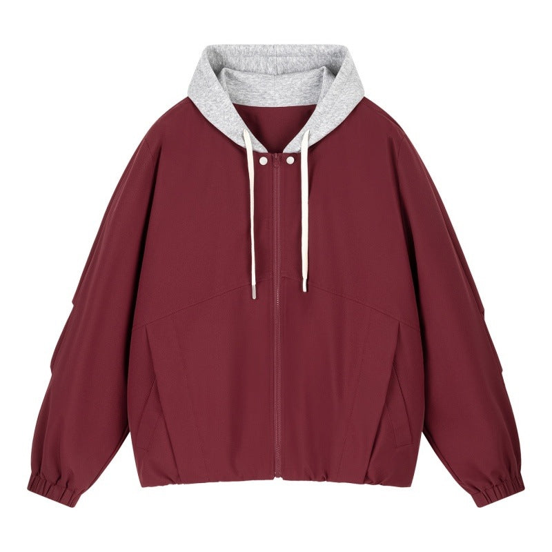Unisex Oversize Hooded Zip Jacket with Contrasting Hood Lining and Elastic Hem Mune Fashion