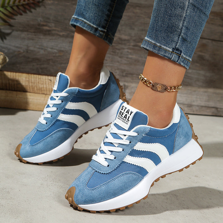 Ladies Retro Platform Sneaker with Velvet and Mesh Mix Mune Fashion