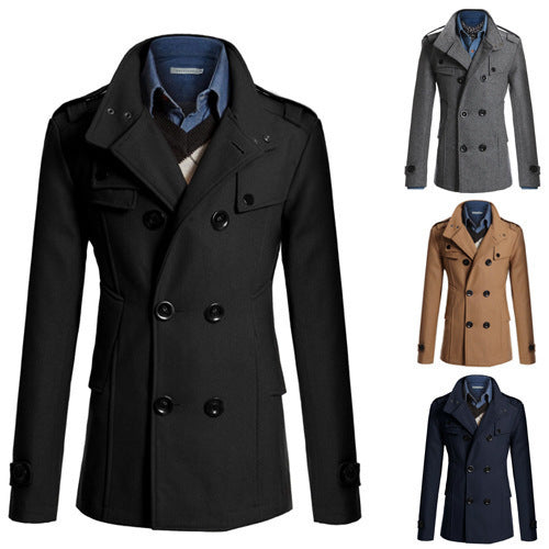 Men's short coat in navy-inspired double-breasted with tailored cut Mune Fashion