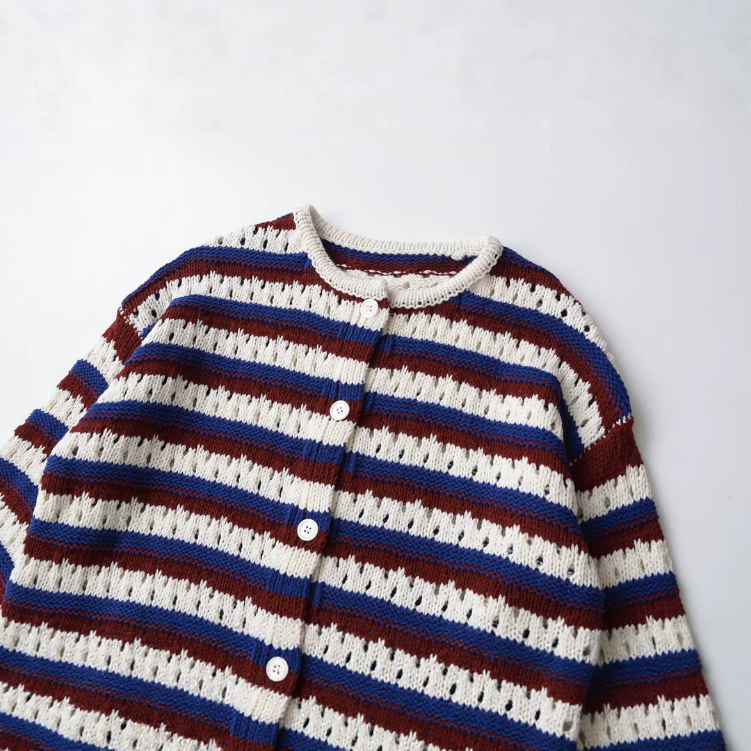 Women Loose Knit Lace Cardigan with Button Placket Mune Fashion