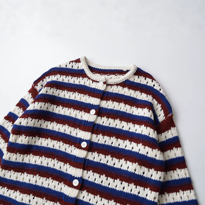 Women Loose Knit Lace Cardigan with Button Placket Mune Fashion