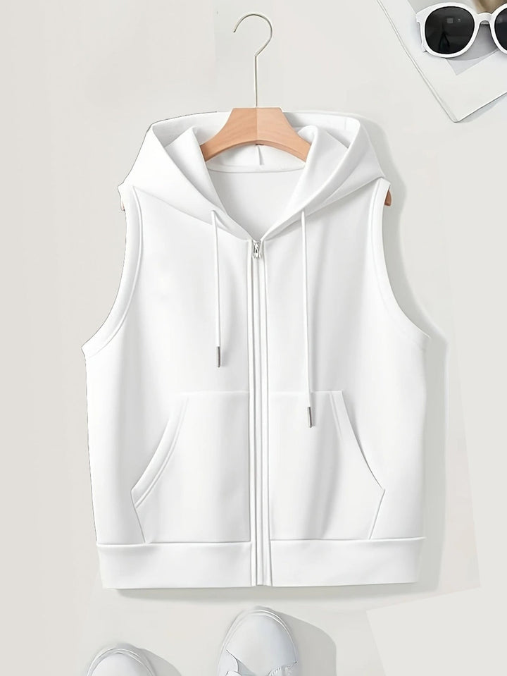 Ladies sporty hooded vest with zipper and practical pockets Mune Fashion
