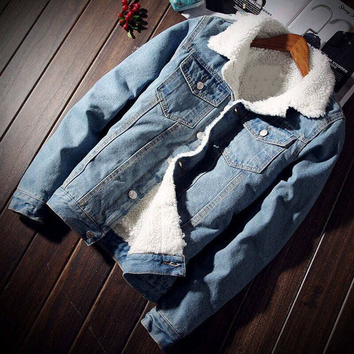 Women Casual Denim Jacket with Fleece Lining Mune Fashion