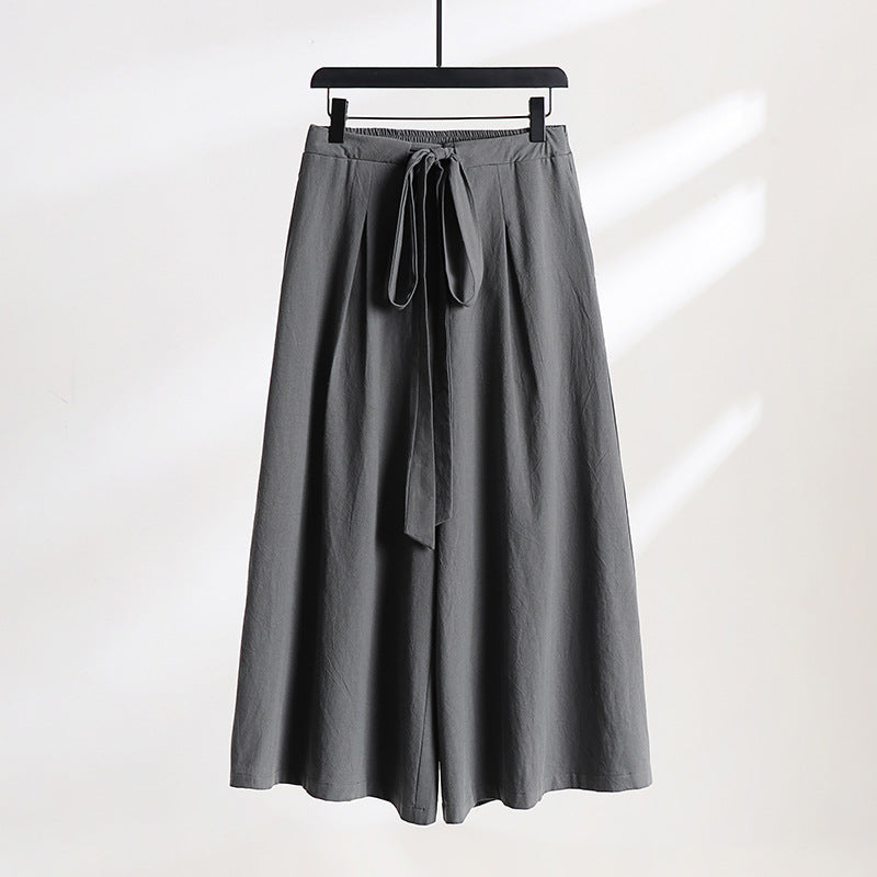 Women Palazzo Culotte with elastic waistband and tie belt Mune Fashion