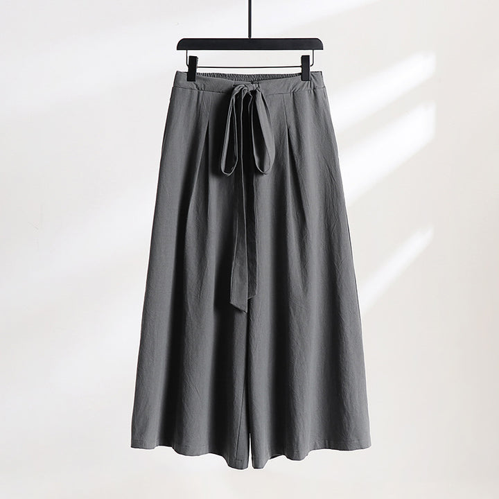 Women Palazzo Culotte with elastic waistband and tie belt Mune Fashion