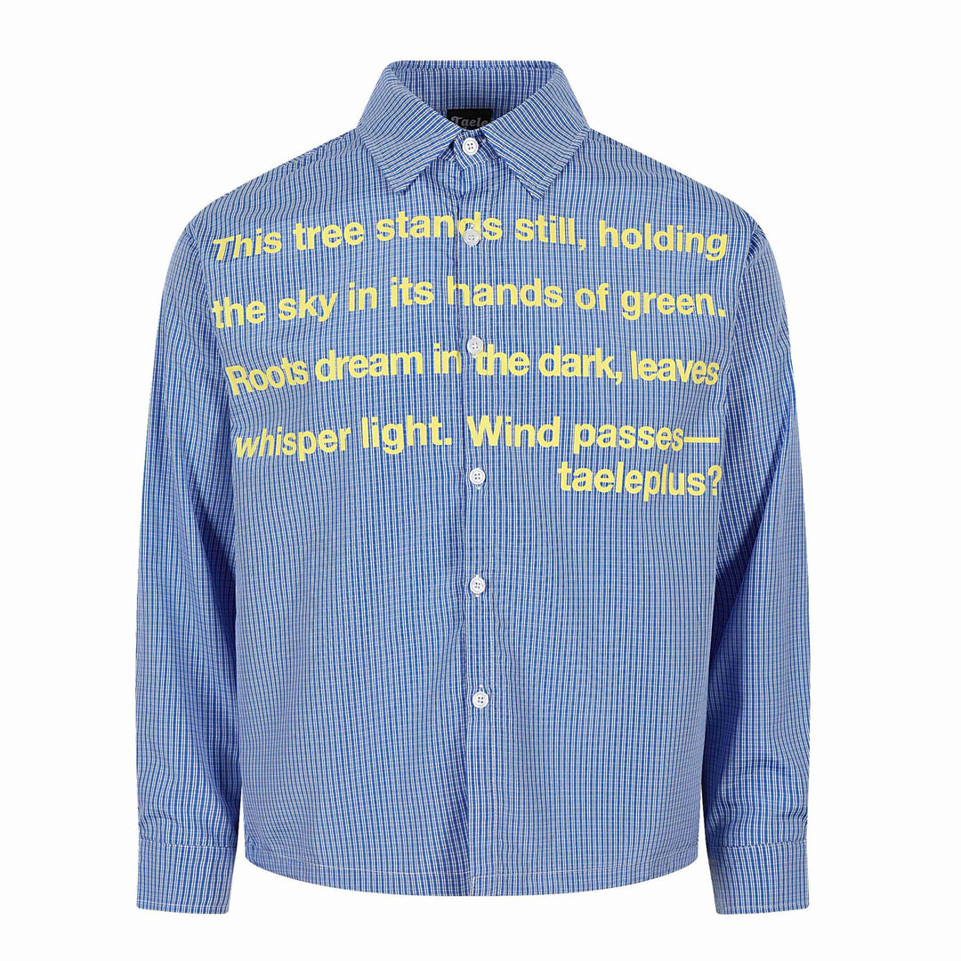 Unisex Shirt jacket with striped seersucker look and eye-catching typo print Mune Fashion