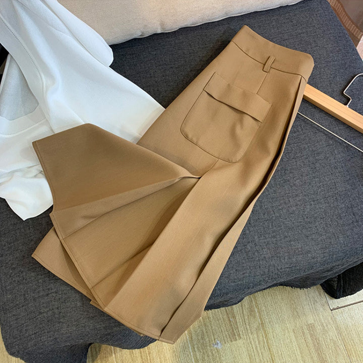 Women Elegant Midi Skirt with Practical Pockets Mune Fashion