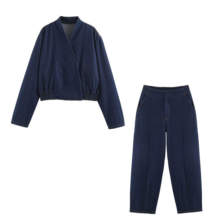 Women's high-waisted jeans with wide leg and crease Mune Fashion