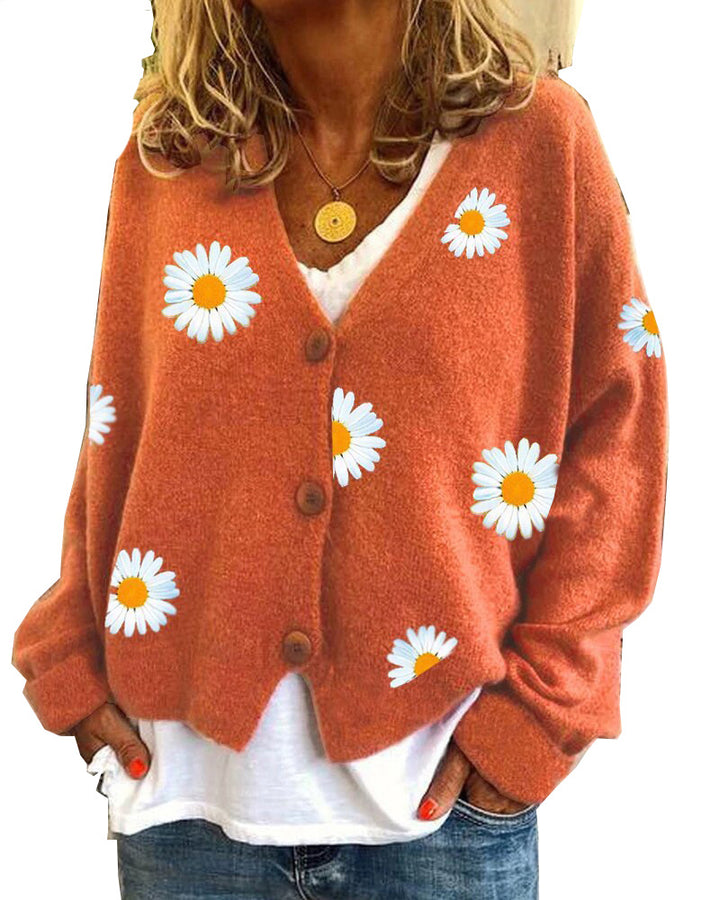 Women's knit cardigan with daisy embroidery Mune Fashion
