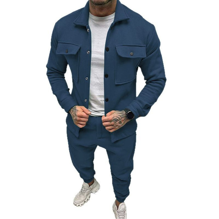Men's overshirt and jogging pants set with patch flap pockets, ergonomic cut, and elastic waistband Mune Fashion