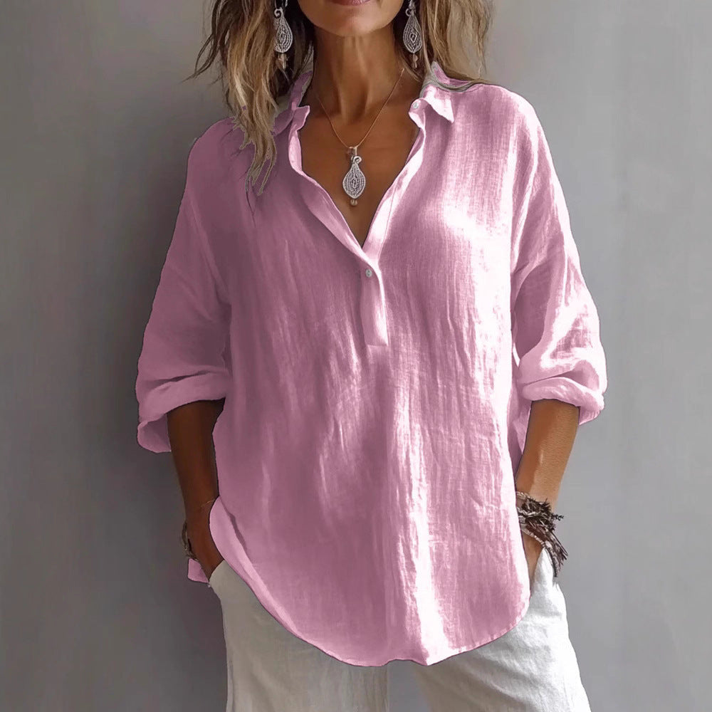 Women Lightweight Linen Blouse Mune Fashion