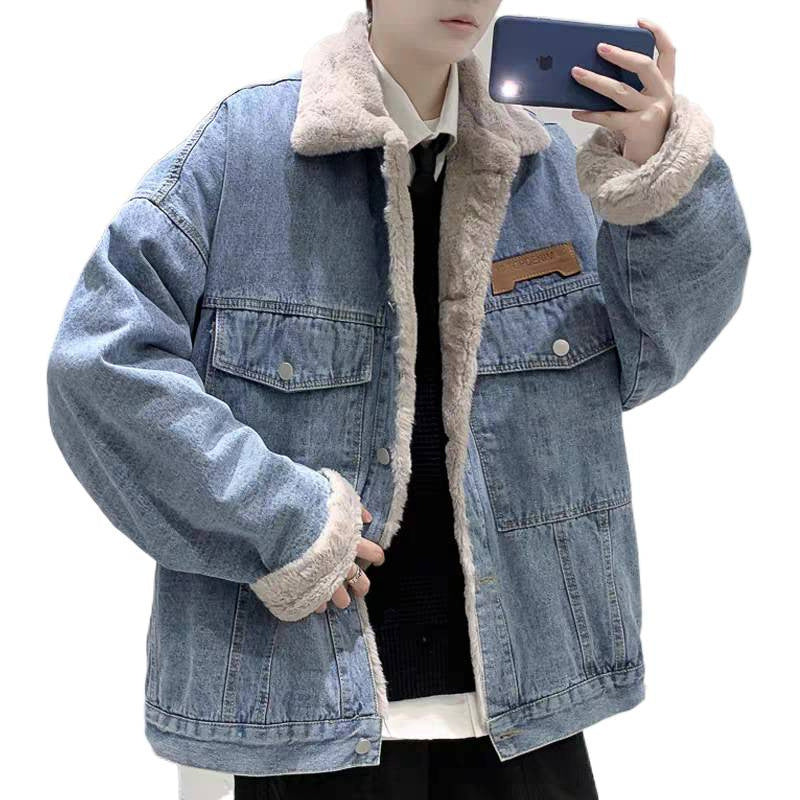 Men's Lined Oversized Denim Jacket with Teddy Lining and Flap Pockets Mune Fashion
