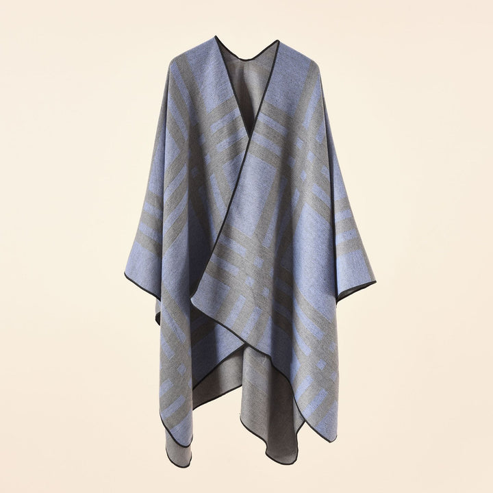 Women's Fine Jacquard Kimono Cape with Contrasting Overlock Edge Mune Fashion