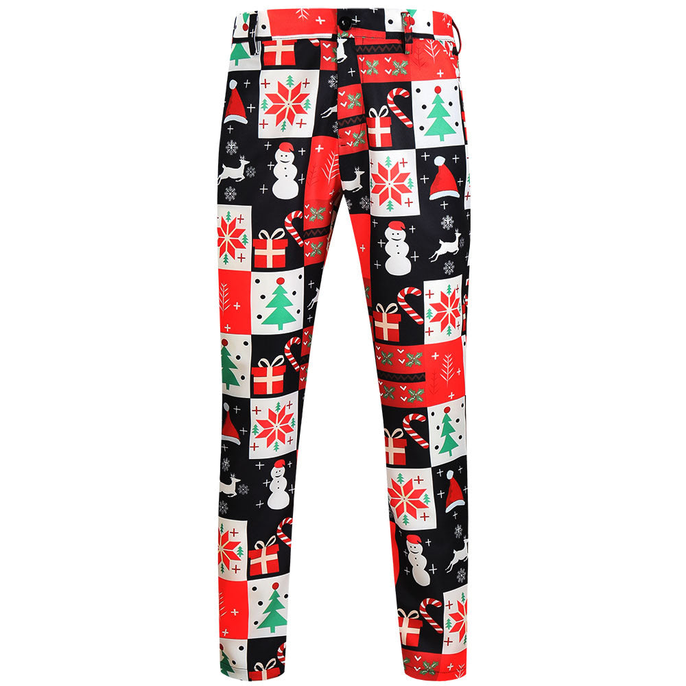 Men's Christmas Slim-Fit Chino Pants with Allover Santa Print and Stretch Comfort Mune Fashion