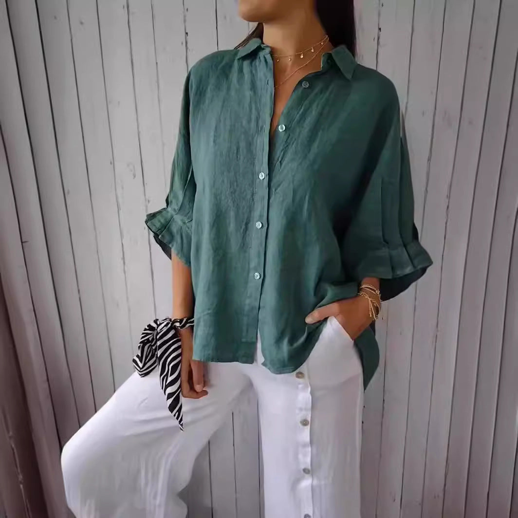 Women's Light Linen Blouse with Loose Fit Mune Fashion