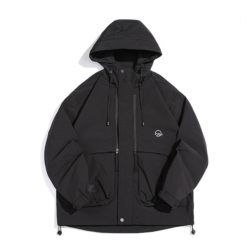 Unisex Technical Outdoor Jacket in Boxy Cut with Hood and Vertical Chest Zippers Mune Fashion