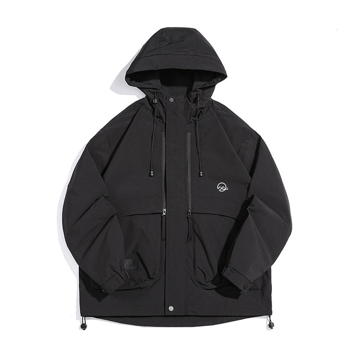 Unisex Technical Outdoor Jacket in Boxy Cut with Hood and Vertical Chest Zippers Mune Fashion