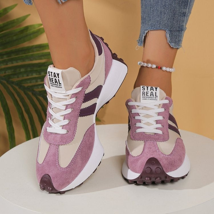 Women's Retro Running Sneakers with Suede Look, Profiled Rubber Sole and Padded Comfort Insole Mune Fashion