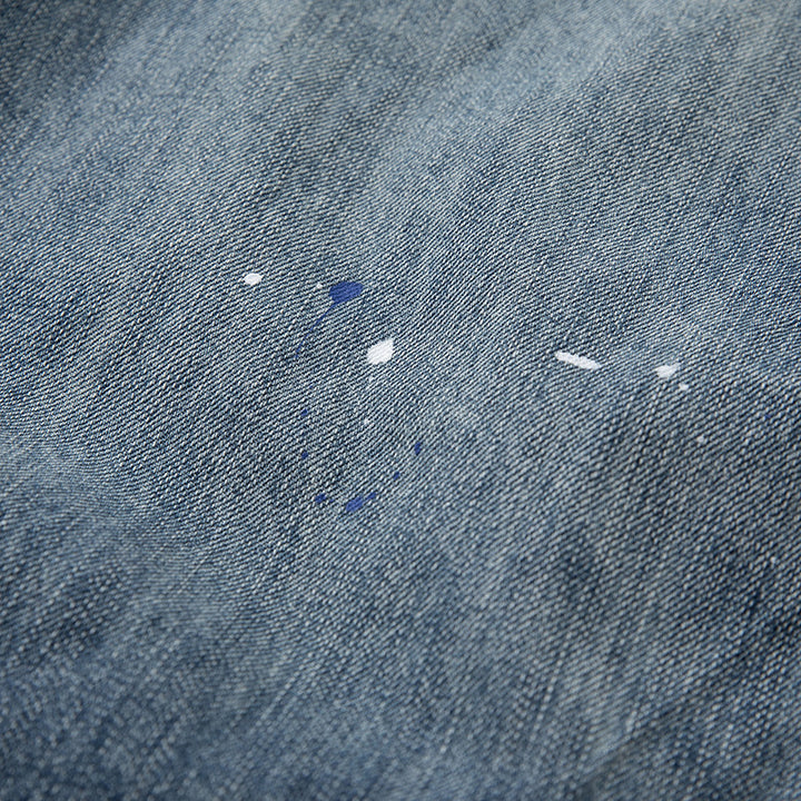 Women's Loose-Fit High-Waist Jeans with Drawstring, Color-Splatter and Vintage Wash Mune Fashion