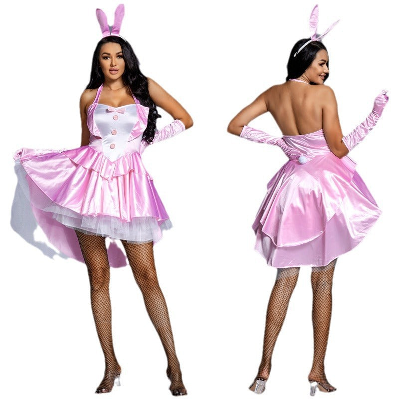 Women's Playful Sexy Bunny Costume with Ruffle Details and Headband Mune Fashion