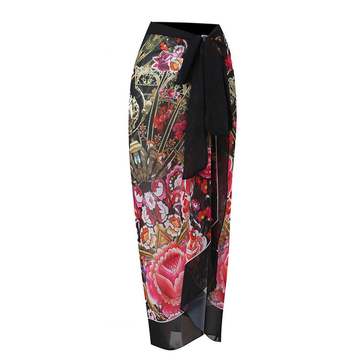 Damen Maxi-Rock mit elegantem Wickeldesign und floralem Muster Echo Archiv