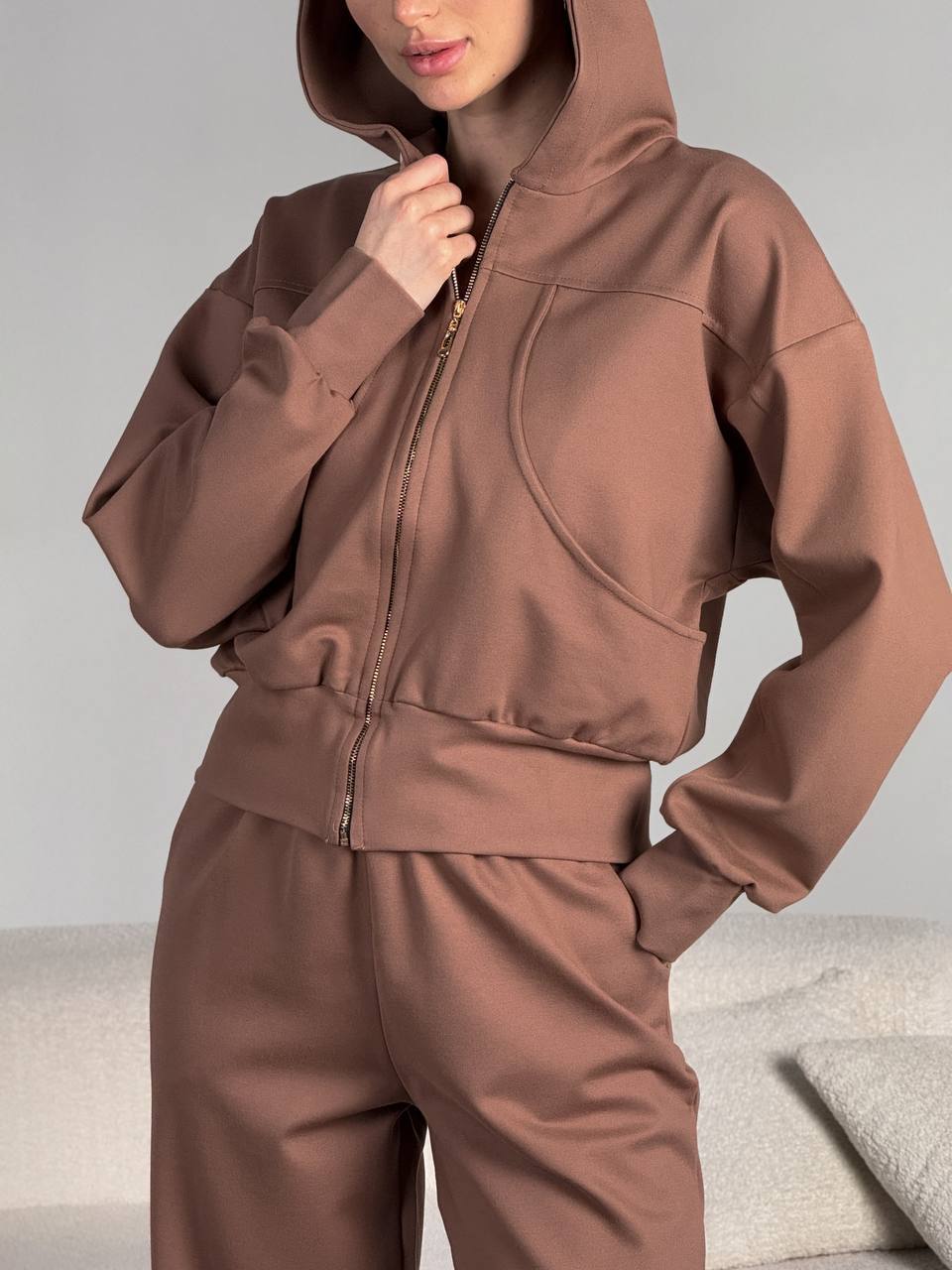 Women's Comfortable Fleece Hooded Pullover with Zipper Mune Fashion