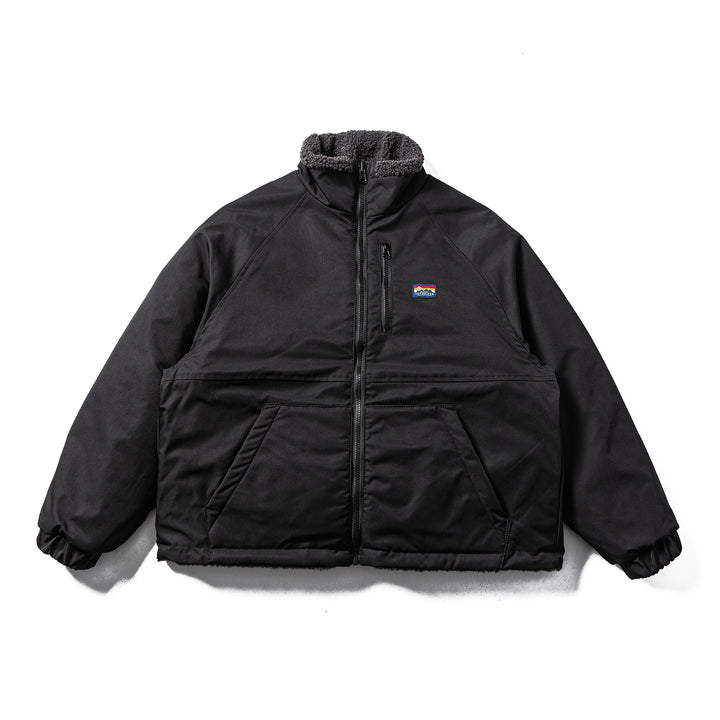 Unisex Teddy-Fleece Jacket with Nylon Panels, Stand-up Collar and Drawstring Mune Fashion