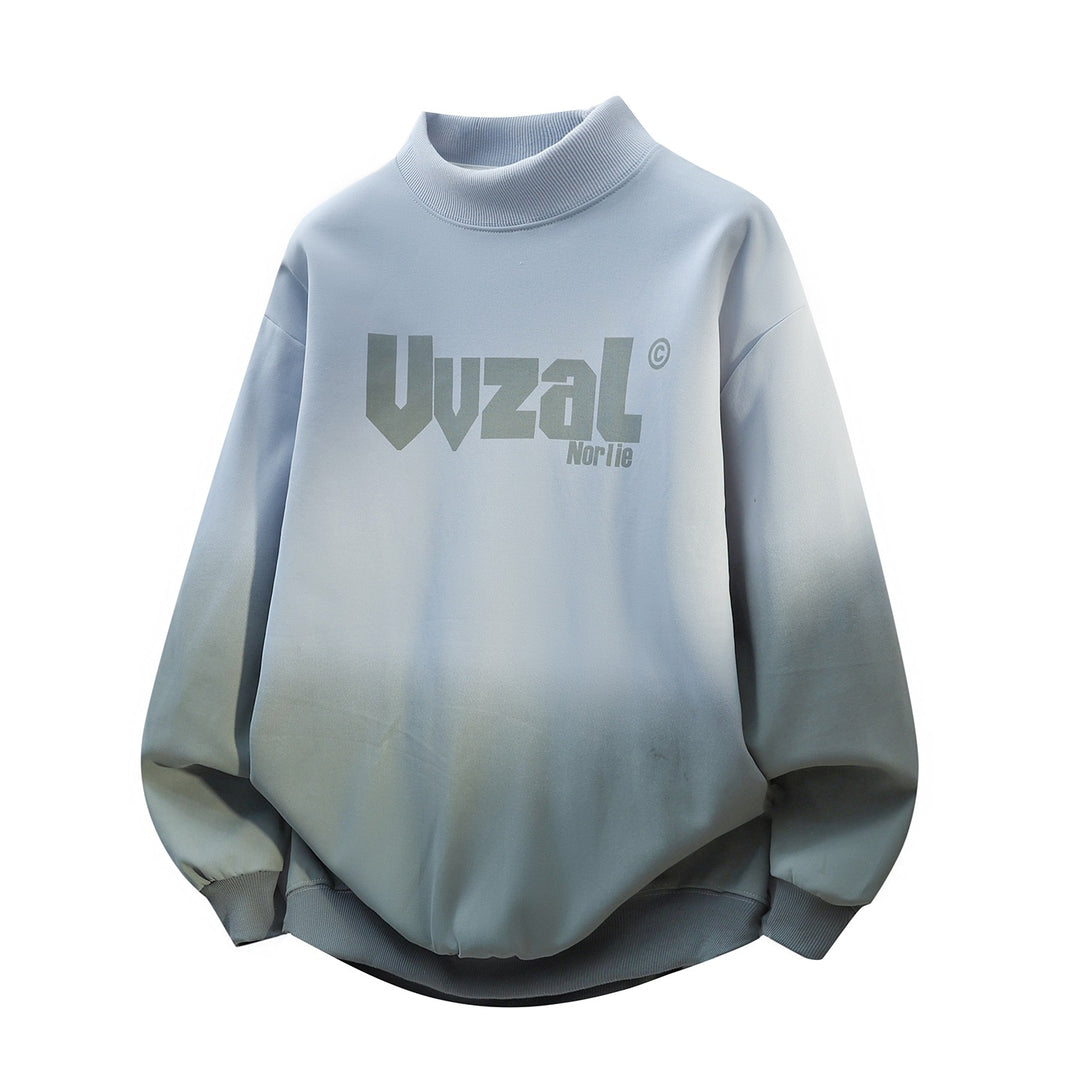Unisex Oversize Sweatshirt with Stand-up Collar, Color Gradient & Distinctive Logo Print Mune Fashion