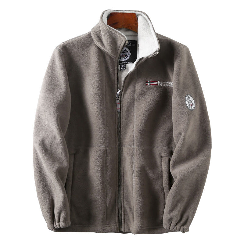 Men's fleece jacket with stand-up collar, full-length zipper, and teddy inner lining Mune Fashion