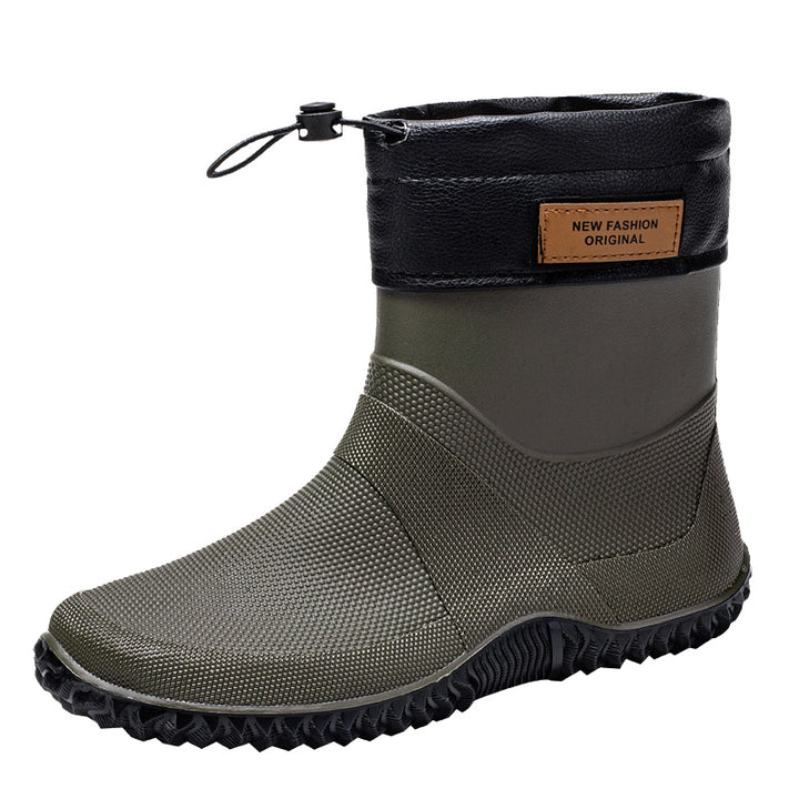 Men's Functional Waterproof Ankle Rain Boots with Adjustable Cuff Mune Fashion