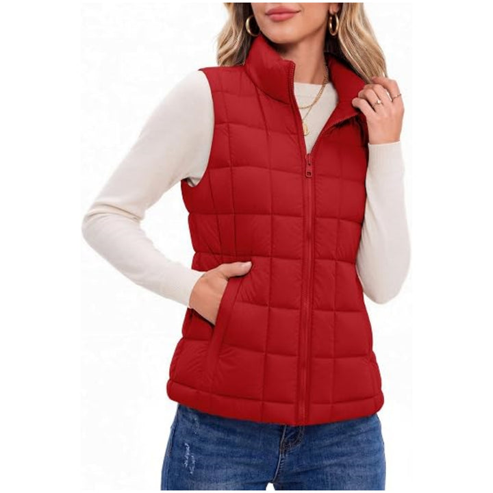 Women's quilted thermal vest with stand-up collar and zipper Mune Fashion