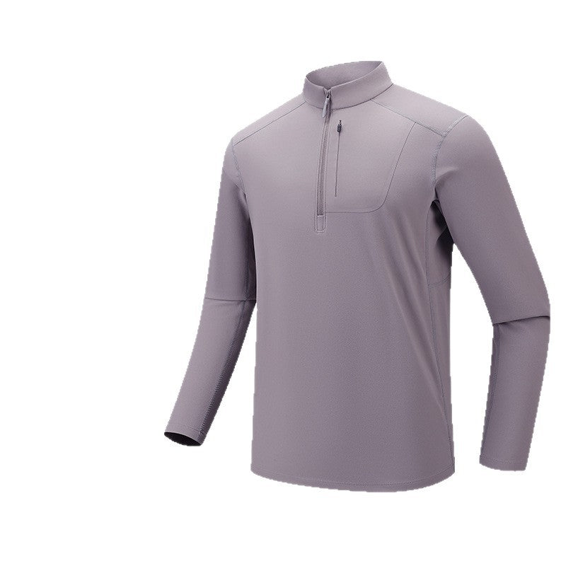 Men's Functional Long Sleeve Training Top with Stand-Up Collar and Zip Arm Pocket Mune Fashion