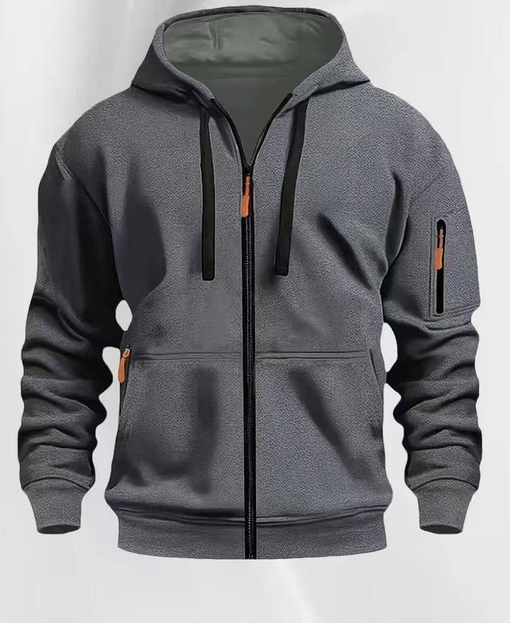 Men's functional hooded jacket with full zip, arm pocket, and elastic cuffs Mune Fashion