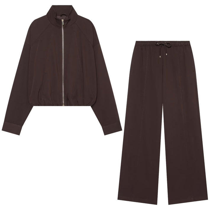 Women wide high-cut palazzo pants with drawstring and decorative seams Mune Fashion