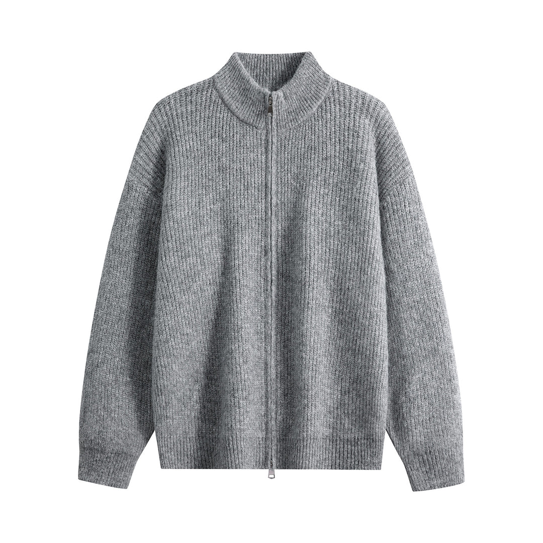 Women's Oversized Cardigan with Round Neck, Ribbed Hem & Contrast Buttons Mune Fashion