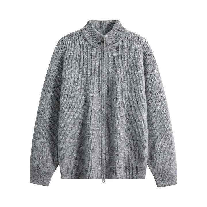 Women's Oversized Cardigan with Round Neck, Ribbed Hem & Contrast Buttons Mune Fashion