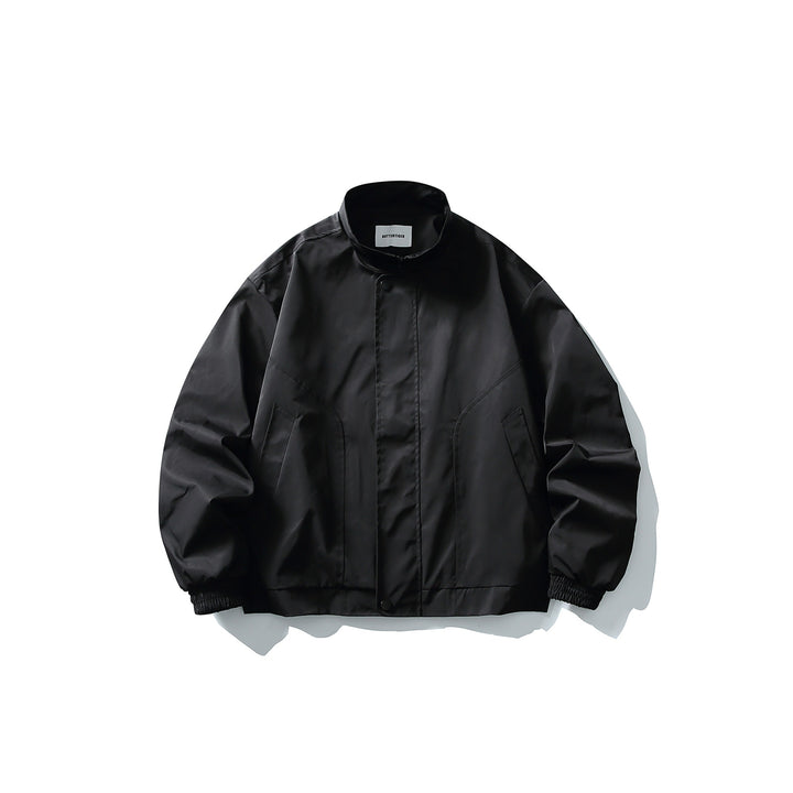 Unisex Short Cut Technical Boxy Bomber with Stand-up Collar, Snap Placket and Elastic Cuffs Mune Fashion