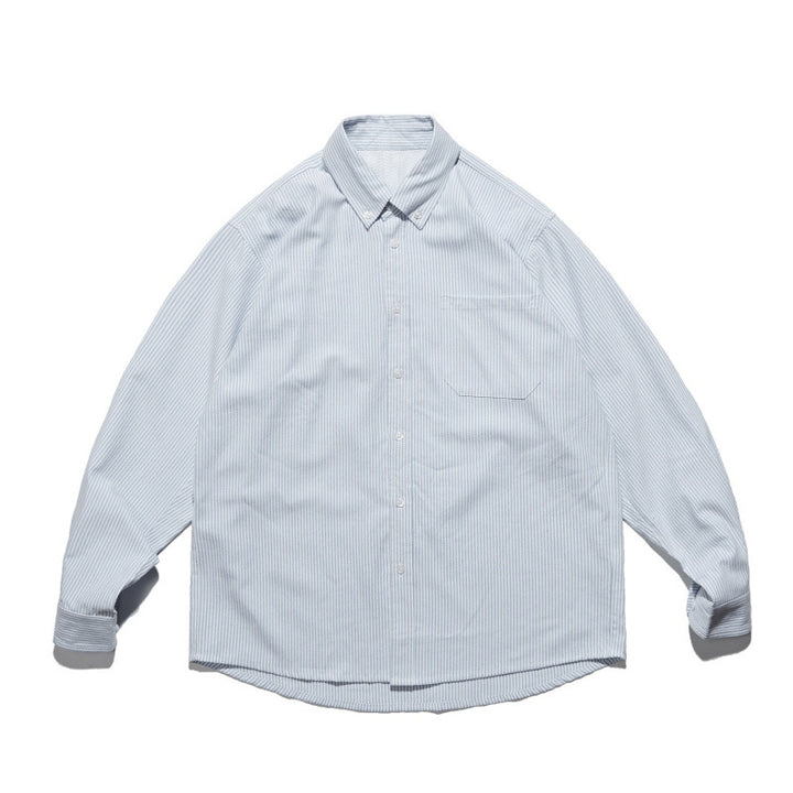 Unisex Oversize shirt with fine pinstripe, button-down collar and chest pocket Mune Fashion