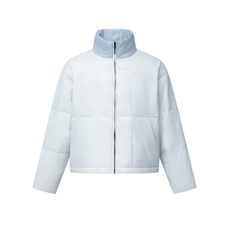 Unisex Boxy Puffer Jacket with Stand Collar in Contrast Design and Square Quilting Mune Fashion