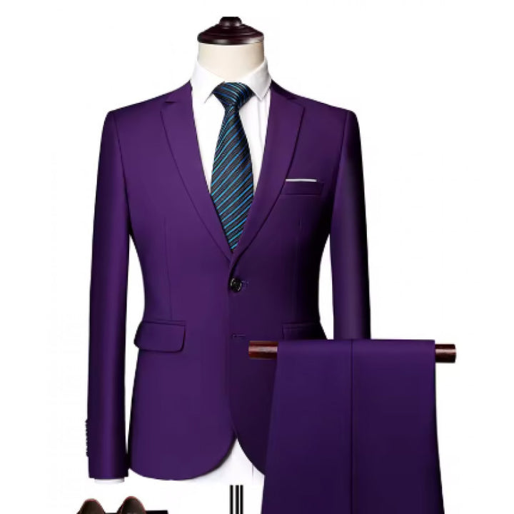 Men's Tailored Two-Piece Suit with Slim Lapel and One-Button Closure Mune Fashion