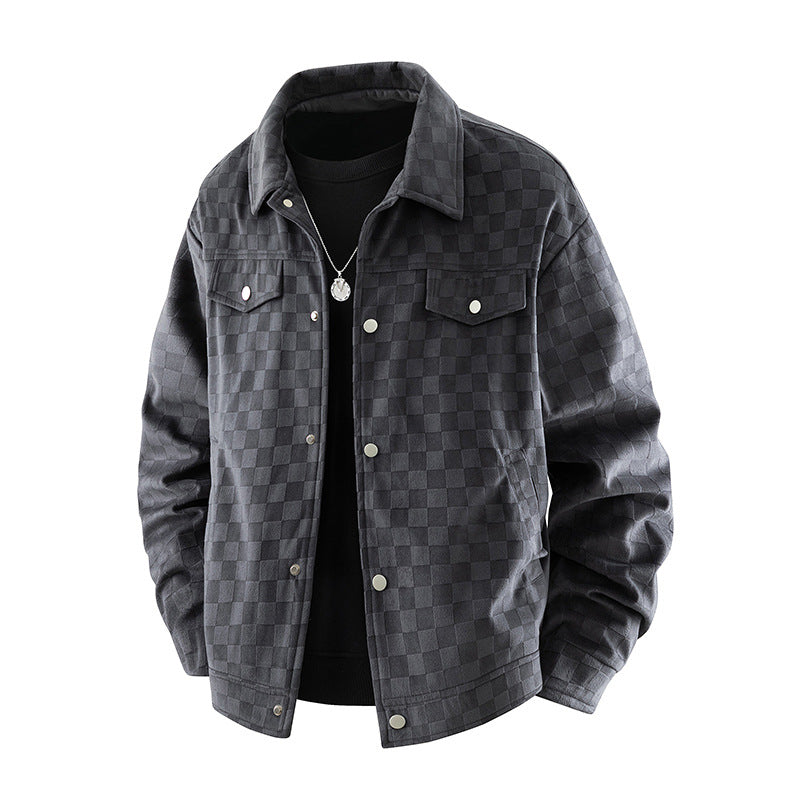 Men's Fashion Jacket with Check Pattern