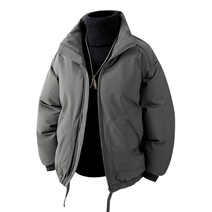 Men's Oversized Thermal Quilted Jacket with High Collar, Zipper and Drawstring Mune Fashion