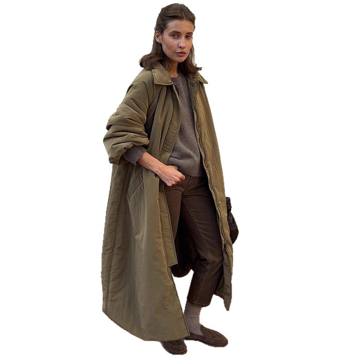 Women's Oversized Padded Coat with Balloon Hem and Raglan Sleeves Mune Fashion