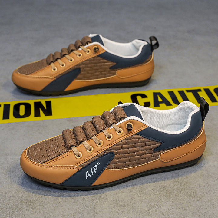 Men's Woven Low-Top Sneaker with Lightly Treaded Sole and Panel Details Mune Fashion