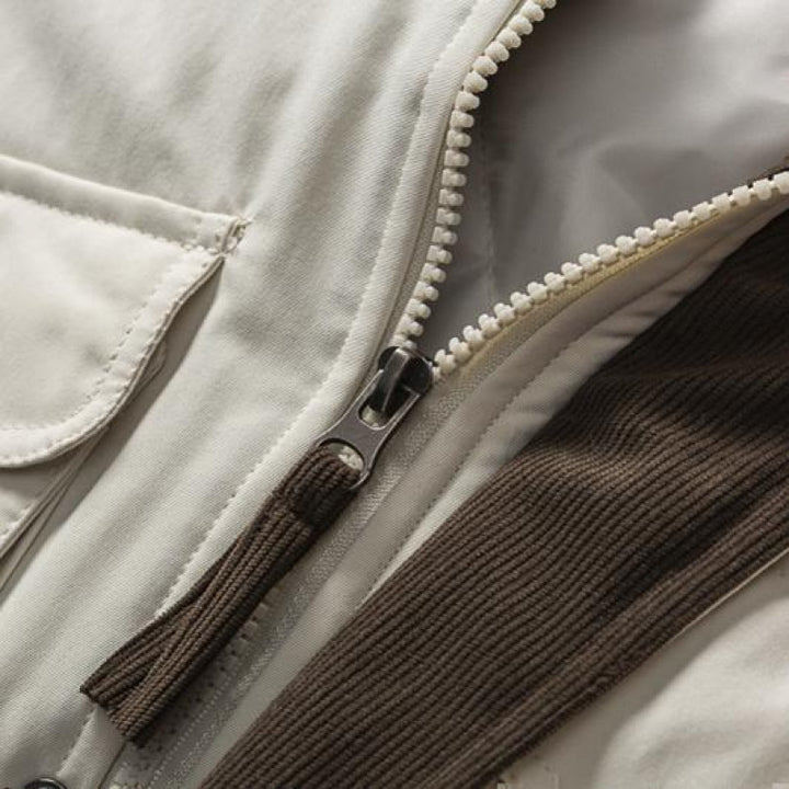 Unisex Padded Boxy Field Jacket with Cord Collar, Flap Pockets and Drawstring Mune Fashion